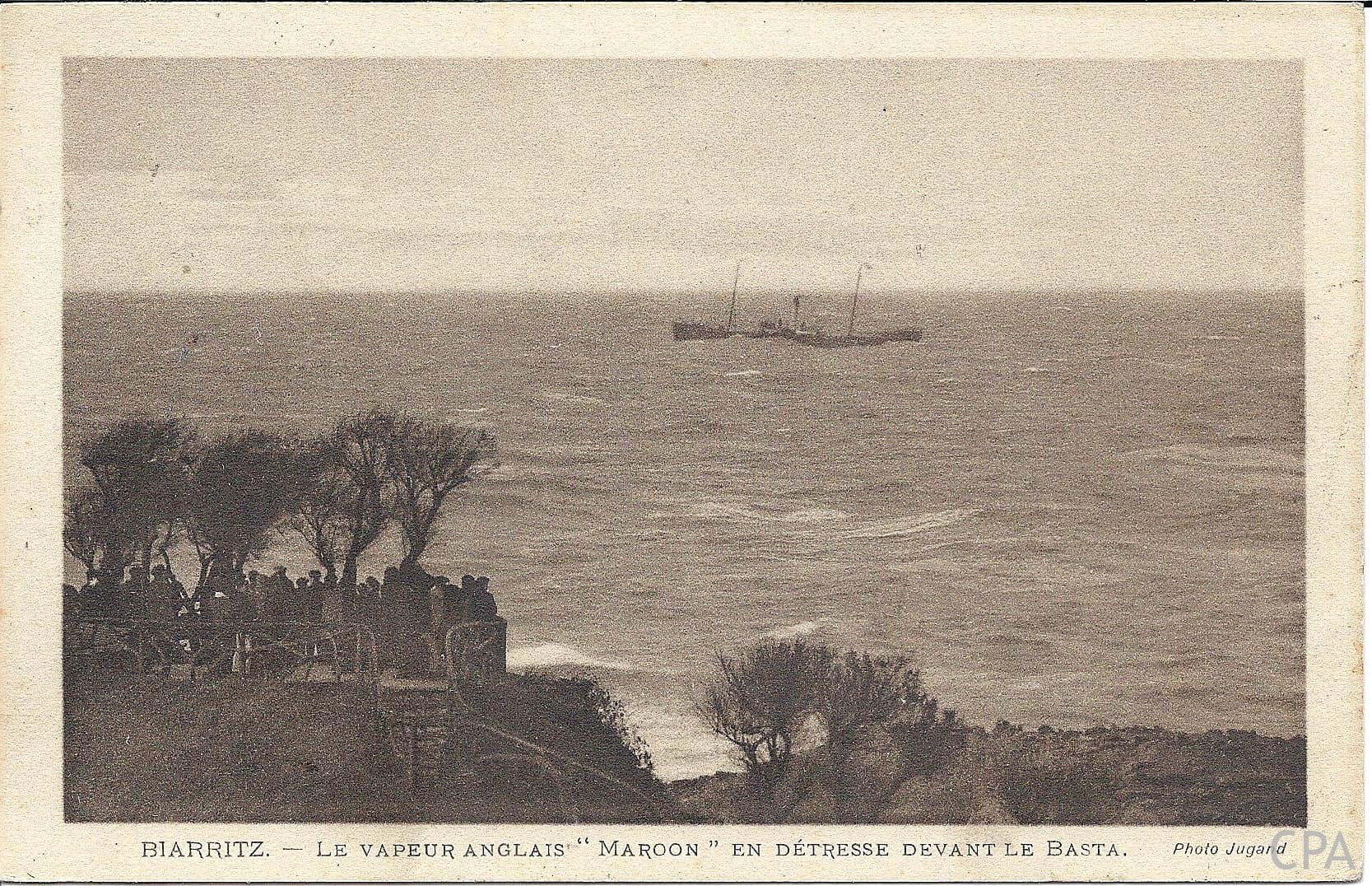 LE VAPEUR ANGLAIS "MAROON" EN DETRESSE DEVANT LE BASTA