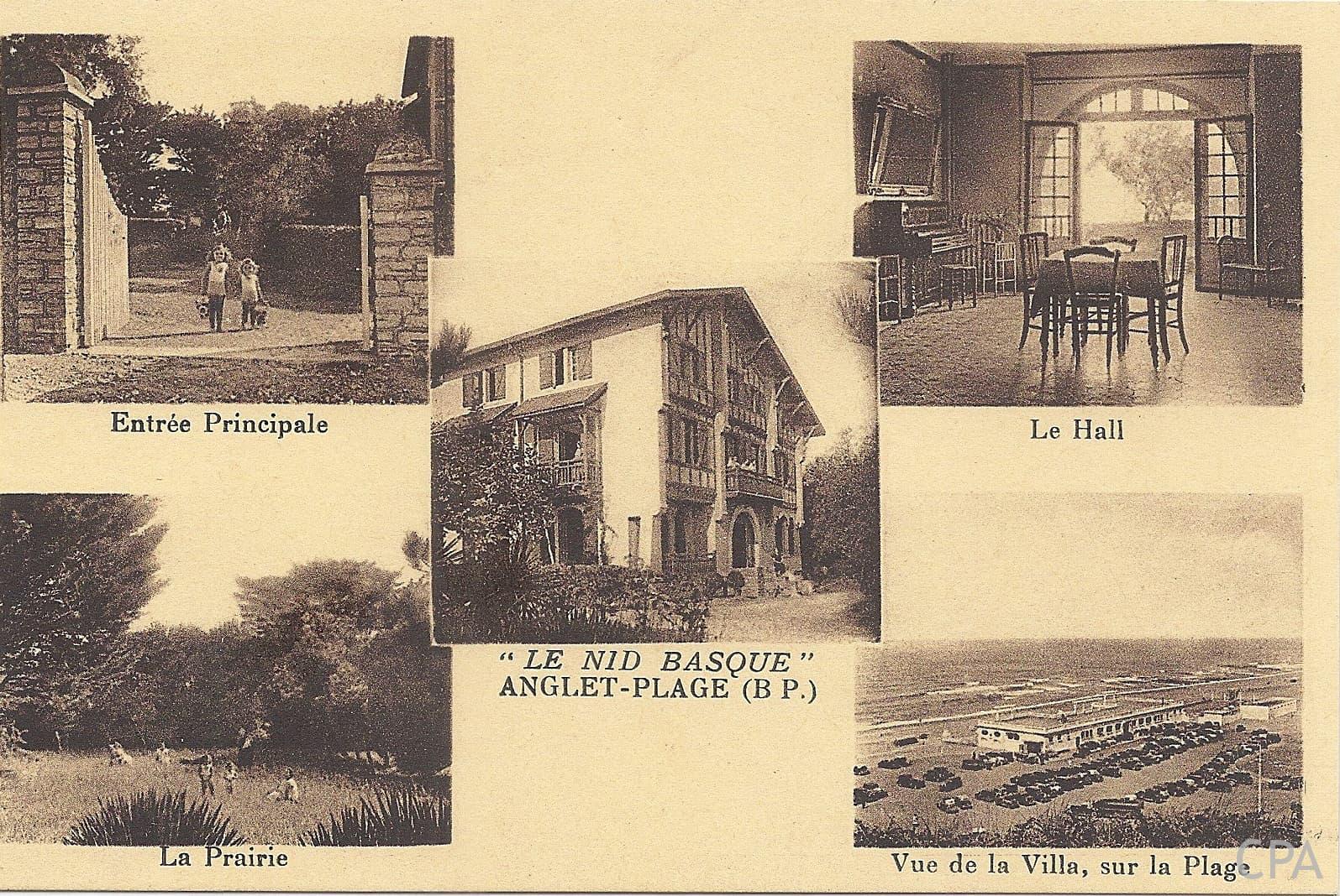 (BP.) ANGLET-PLAGE "LE NID BASQUE" Entrée principale, Le Hall, La Prairie, Vue de la Villa, sur la Plage