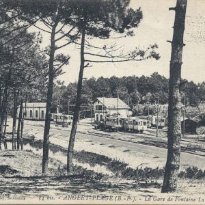(N° 34 bis). - ANGLET-PLAGE (B.-P). La Gare de Fontaine Laborde (Pub Chicorée à la Ménagère)
