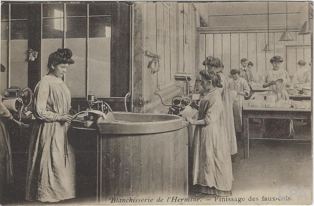 Blanchisserie de l'Hermine, - Finissage des faux-cols