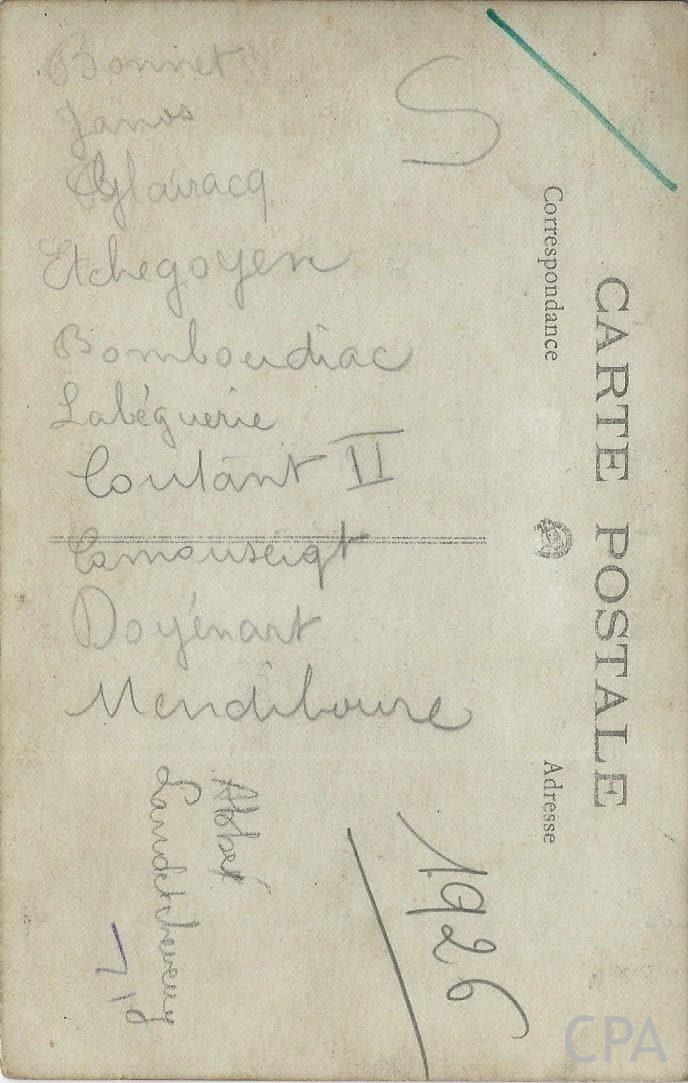 Carte photo des Genêts d'Anglet section Football l’équipe de 1926 – Image 2