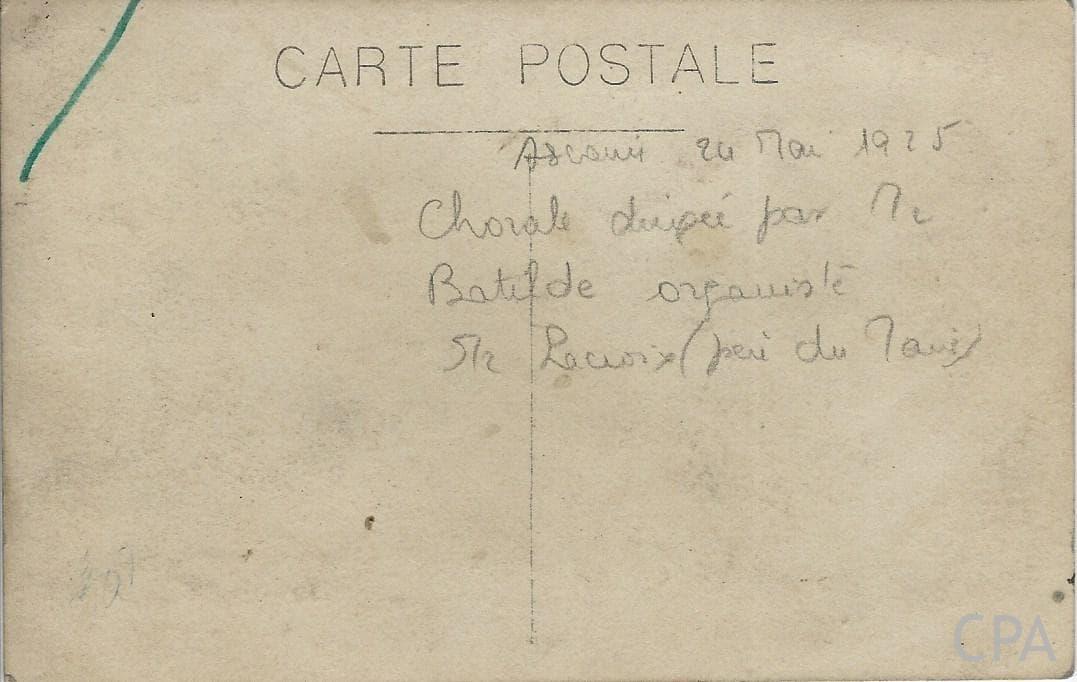 Carte photo des Genêts d'Anglet, la chorale à Ascain en 1925 – Image 2