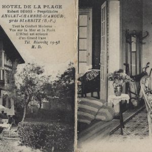 HOTEL DE LA PLAGE Robert DEGOS - Propriétaire ANGLET-CHAMBRE-D'AMOUR près BIARRITZ (B,-P) (carte double)